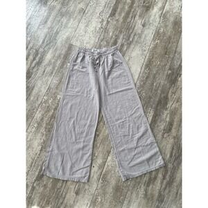 "Thrill Women's Linen Blend Wide Leg‎ Pants Gray Size M Elastic Waist